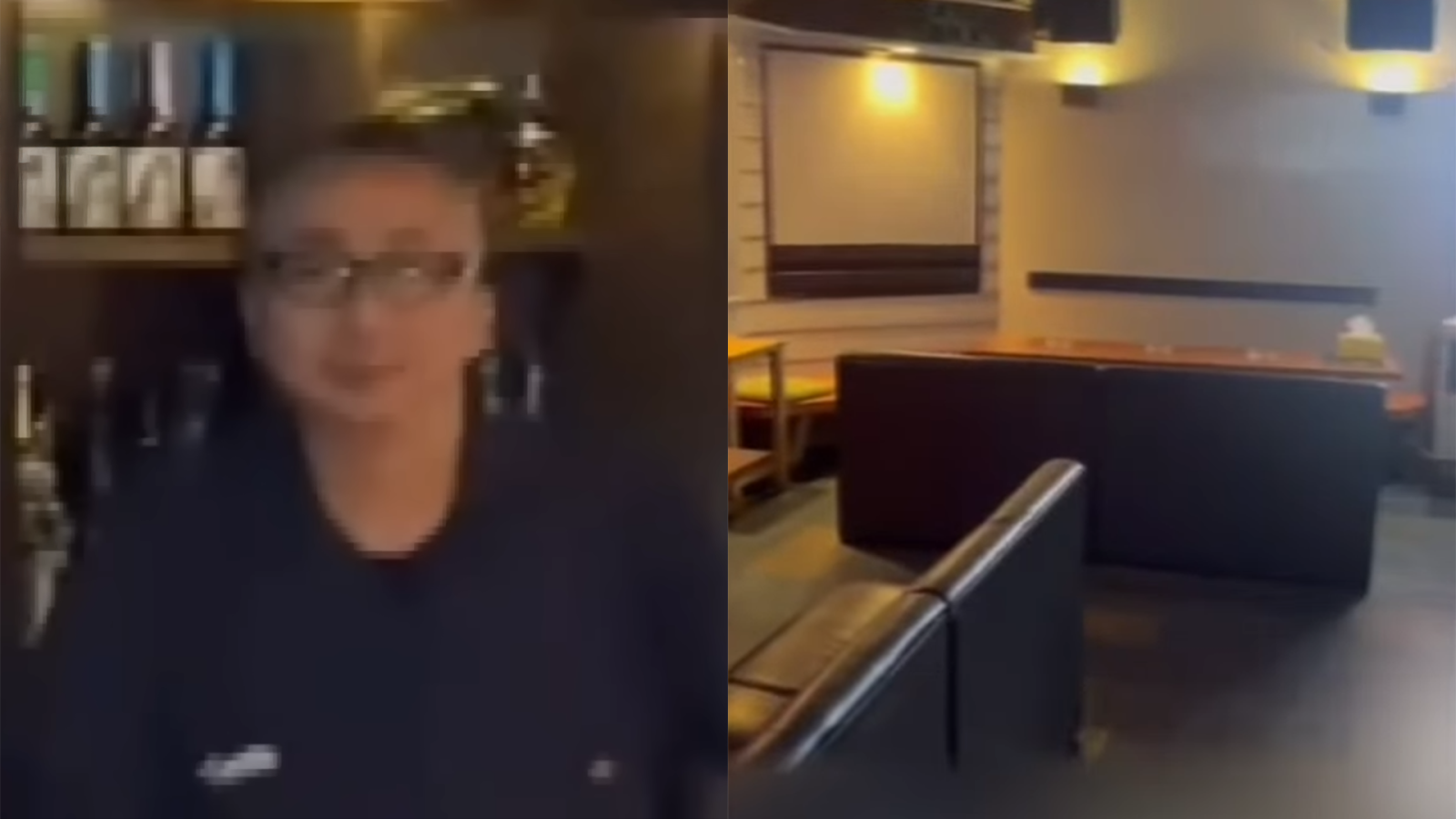 왼쪽은 용의자인 마츠쿠라, 오른쪽은 가게 내부의 모습. FNN 갈무리