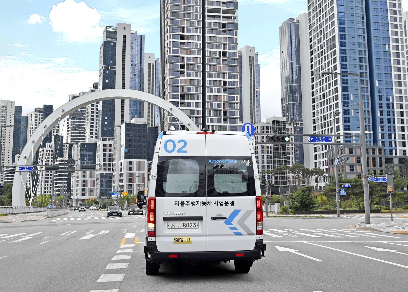로보셔틀이 세종 스마트시티 일대를 주행하고 있는 모습. (현대자동차 제공) 2021.7.13/뉴스1