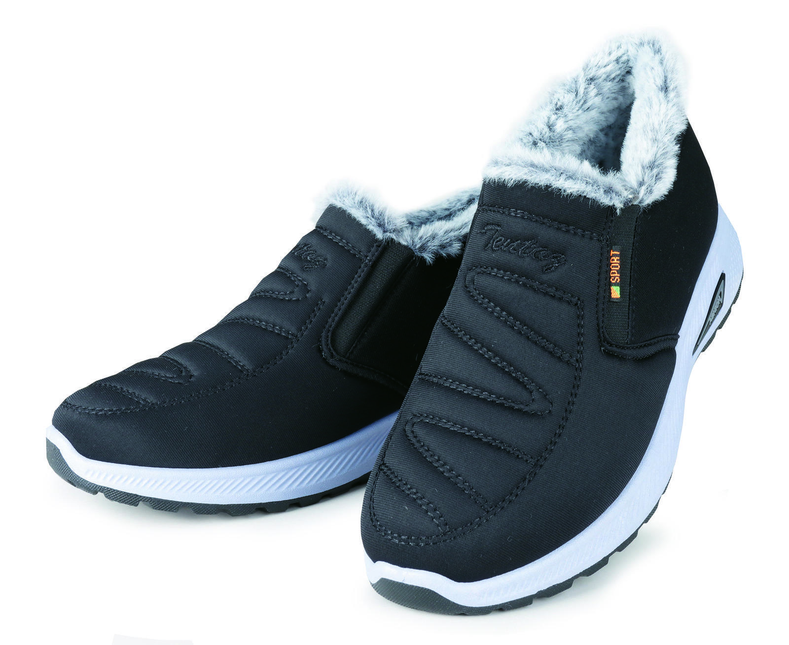 라미 보아털 패딩 운동화 남녀공용 블랙.