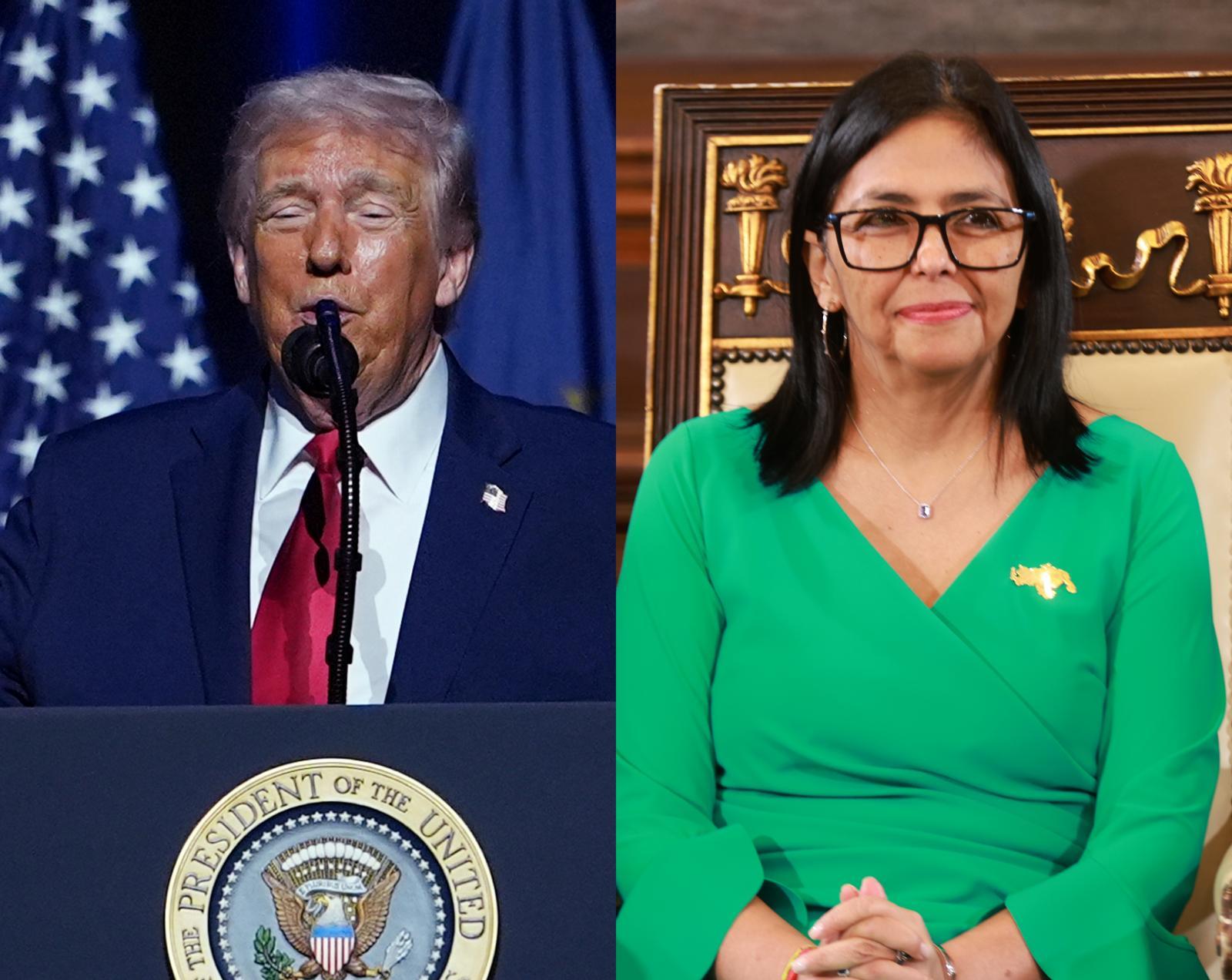 도널드 트럼프 미국 대통령(왼쪽)·델시 로드리게스 베네수엘라 임시 대통령. 뉴시스