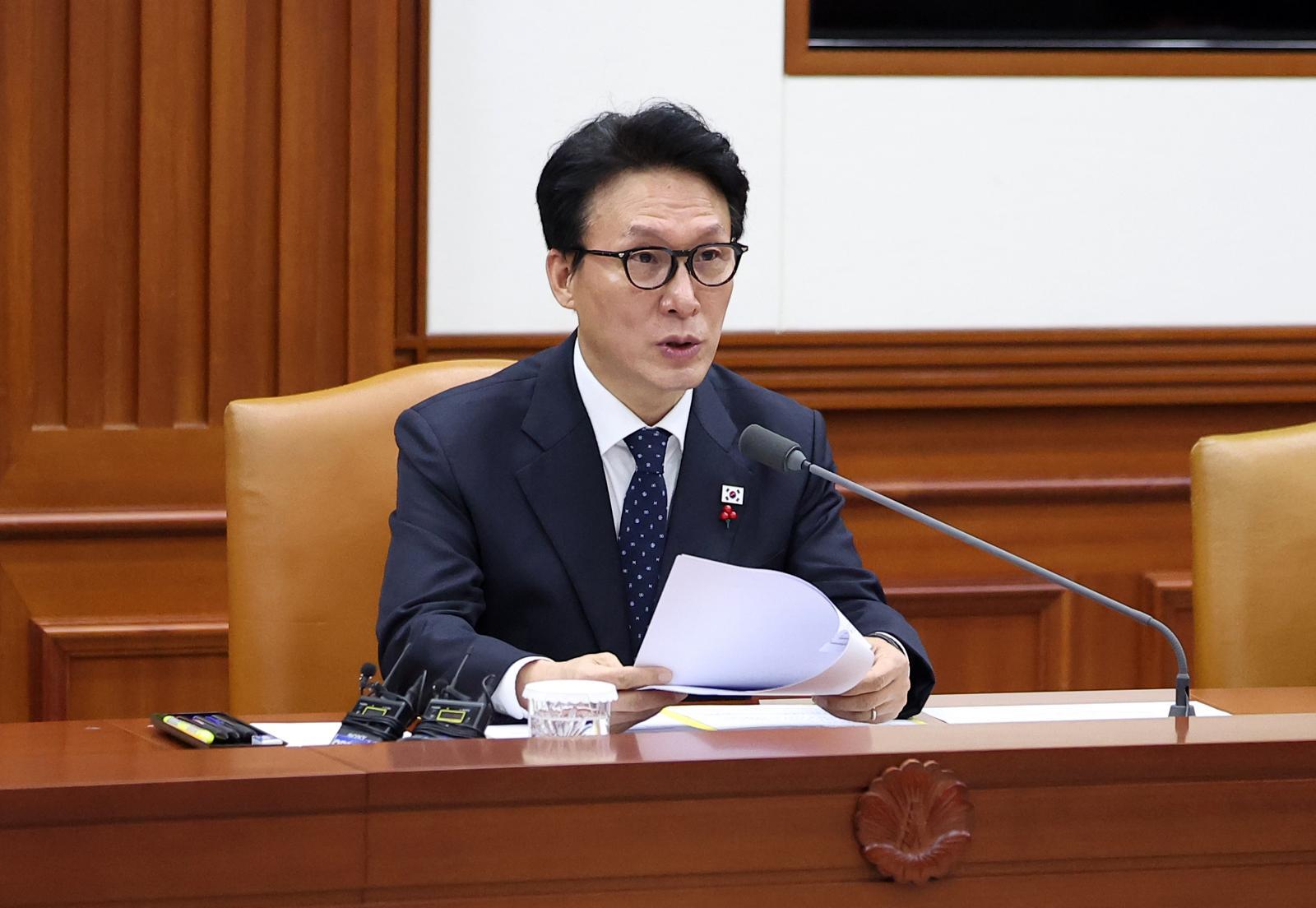 [서울=뉴시스] 김선웅 기자 = 김민석 국무총리가 15일 서울 종로구 정부서울청사에서 열린 국가정책조정회의에서 모두발언을 하고 있다. 2026.01.15. mangusta@newsis.com