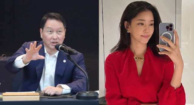 최태원 SK그룹 회장과 김희영 티엔씨 재단 이사장(오른쪽). 김희영 이사장 인스타그램