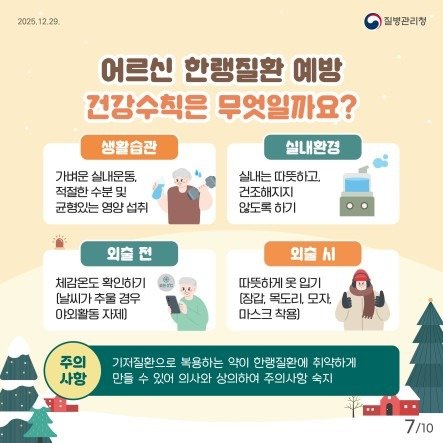 고령층의 한랭질환 대비 건강수칙 (질병관리청 제공)