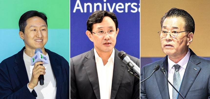 왼쪽부터 정기선 HD현대 회장, 최윤범 고려아연 회장, 장인화 포스코홀딩스 회장. 뉴스1