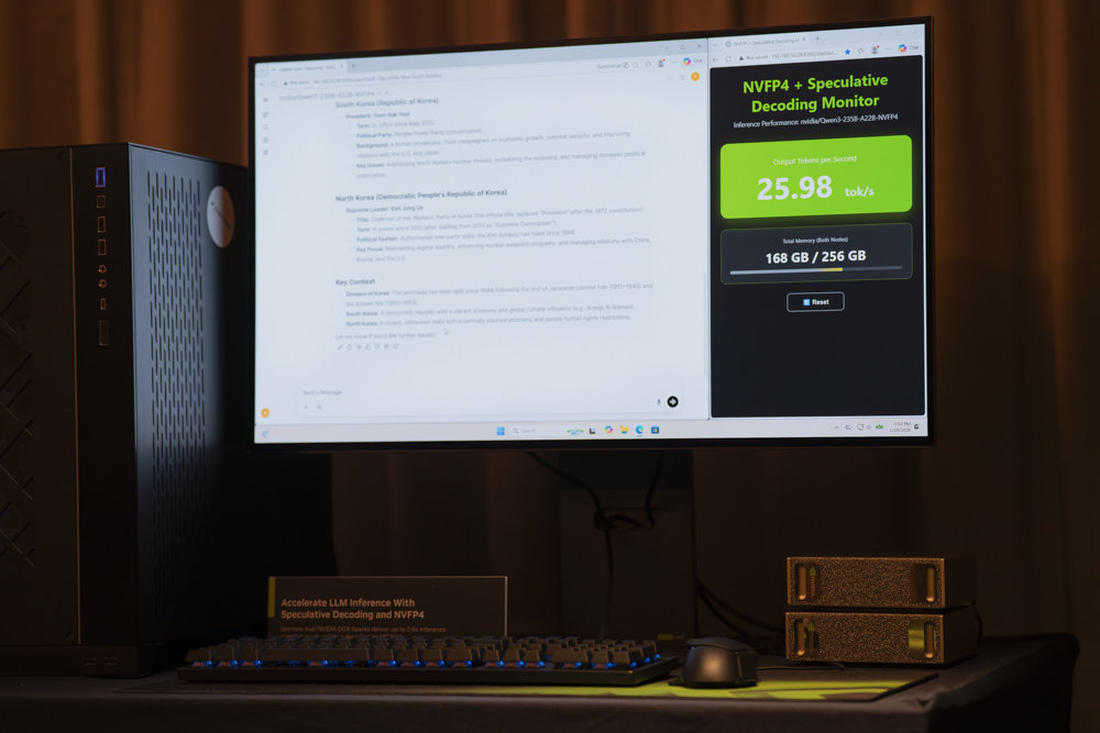 Qwen3-235B은 서버 환경에서나 구동할 수 있는 초대형 모델이지만 NVFP4 양자화를 활용해 DGX 스파크에서도 상당한 속도로 자체 구동된다 / 출처=IT동아