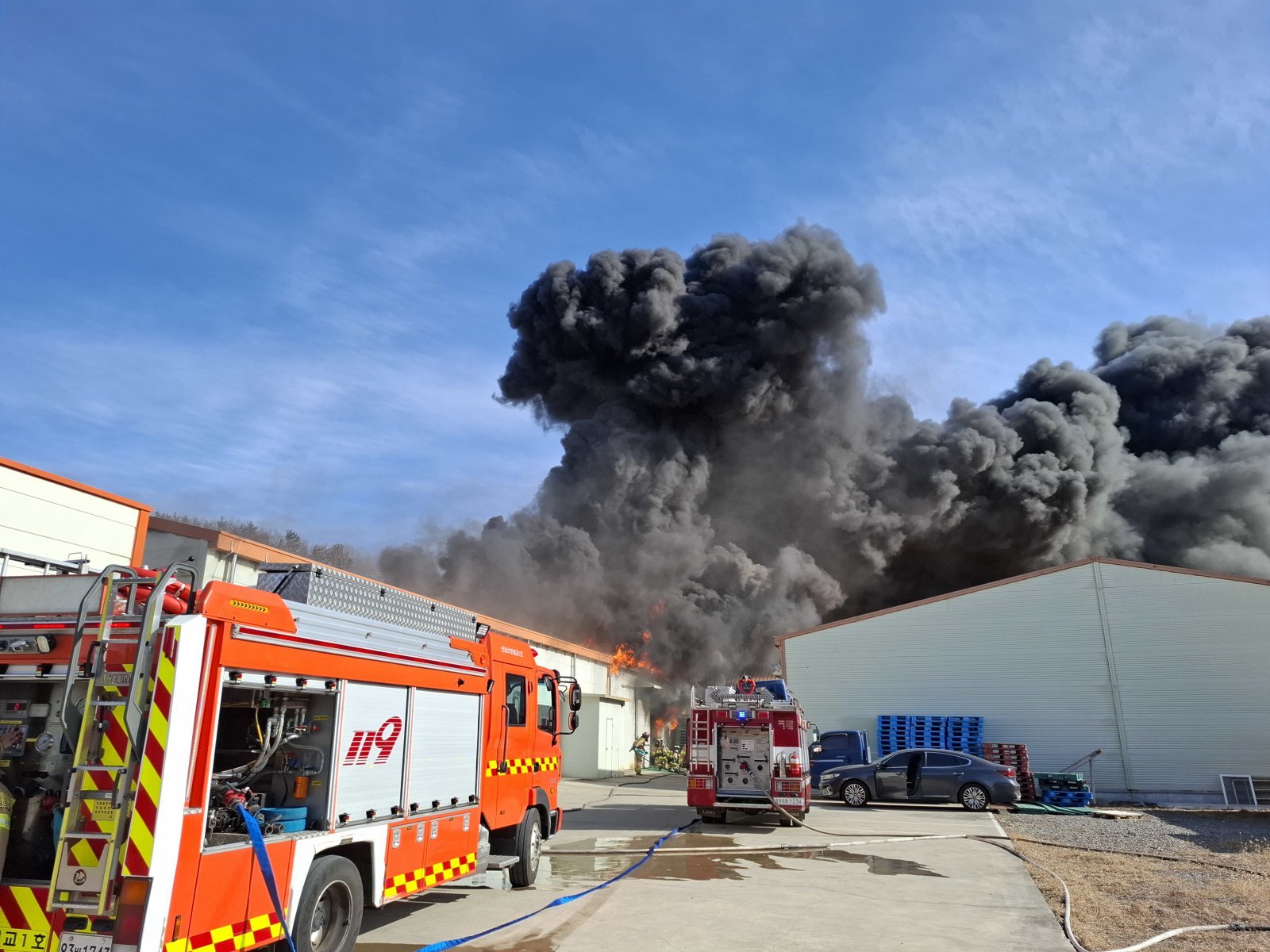 고흥 수산물 가공공장 불 인근 야산까지 번져…6시간 만에 진화