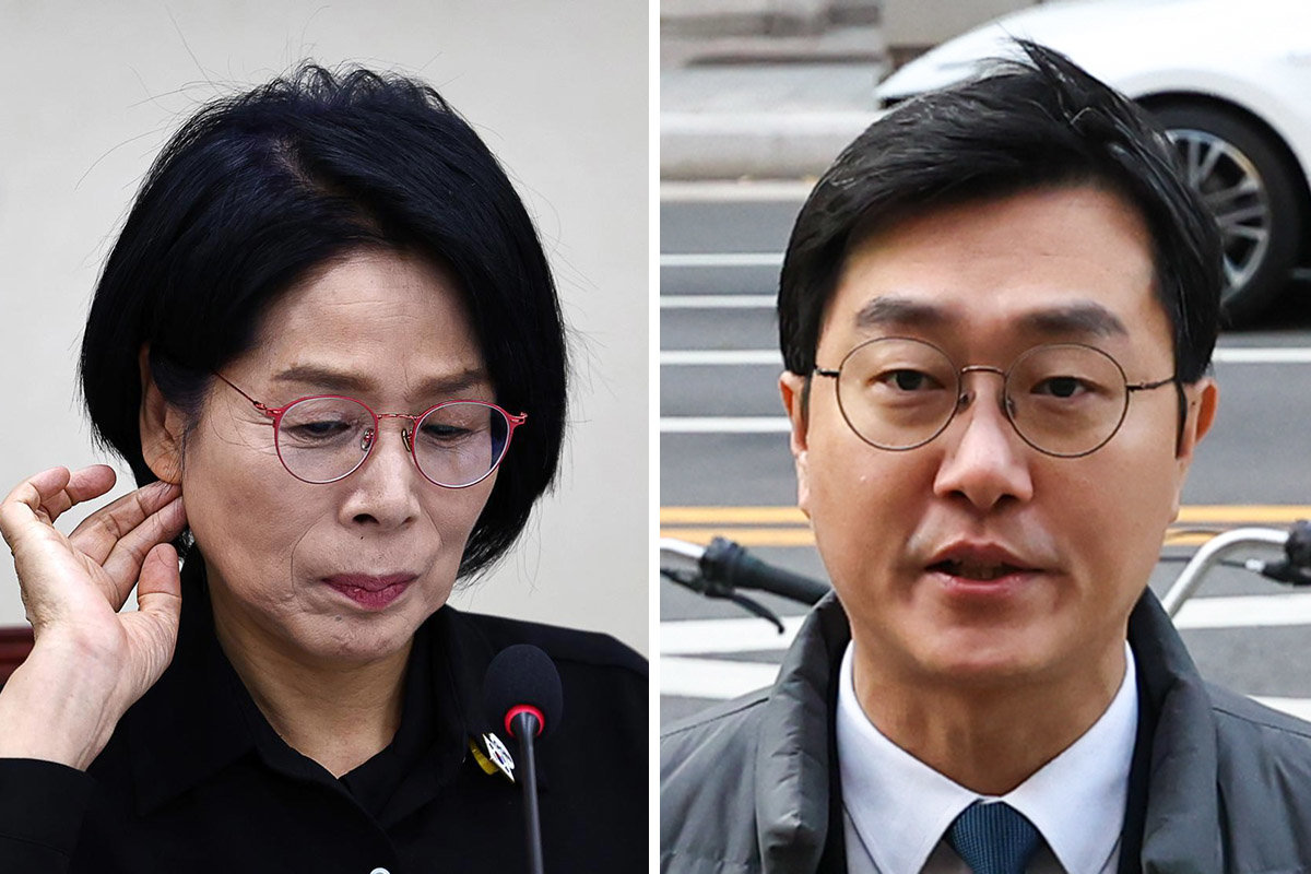 최민희(왼쪽) 국회 과학기술정보방송통신위원장, 장경태 더불어민주당 의원.