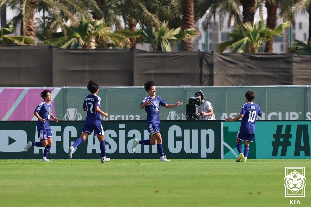 사우디아라비아 제다의 킹 압둘라 스포츠 시티 홀 스타디움에서 열린 2026 아시아축구연맹(AFC) U-23 아시안컵 준결승 대한민국과 일본의 경기, 일본 고이즈미 가이토가 득점 후 기뻐하고 있다. (사진=KFA 제공) 2026.01.20. 뉴시스
