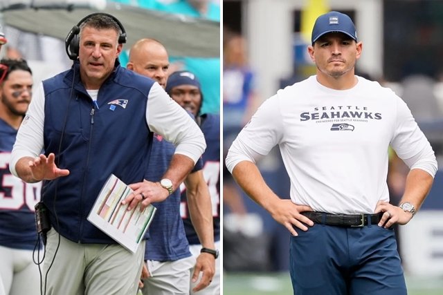 마이크 브레이블 뉴잉글랜드 감독(왼쪽)과 마이크 맥도널드 시애틀 감독. 폭스버러·시애틀=AP 뉴시스