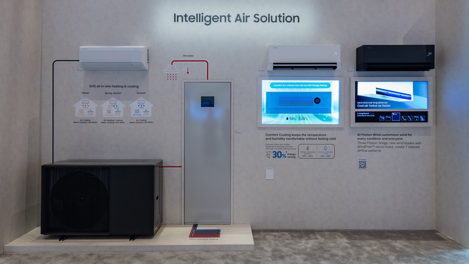 CES 2026 삼성전자 전시관에 전시된 고효율 히트펌프 냉난방시스템 ‘EHS 올인원’ 신제품.