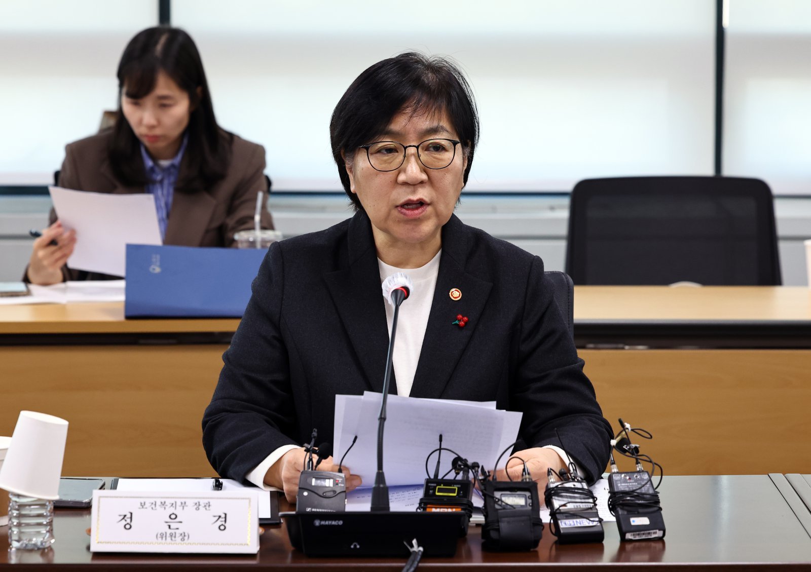 정은경 보건복지부 장관이 27일 서울 서초구 건강보험심사평가원 전문가자문회의장에서 열린 ‘제5차 보건의료정책심의위원회’에서 발언하고 있다. 2026.01.27 뉴시스