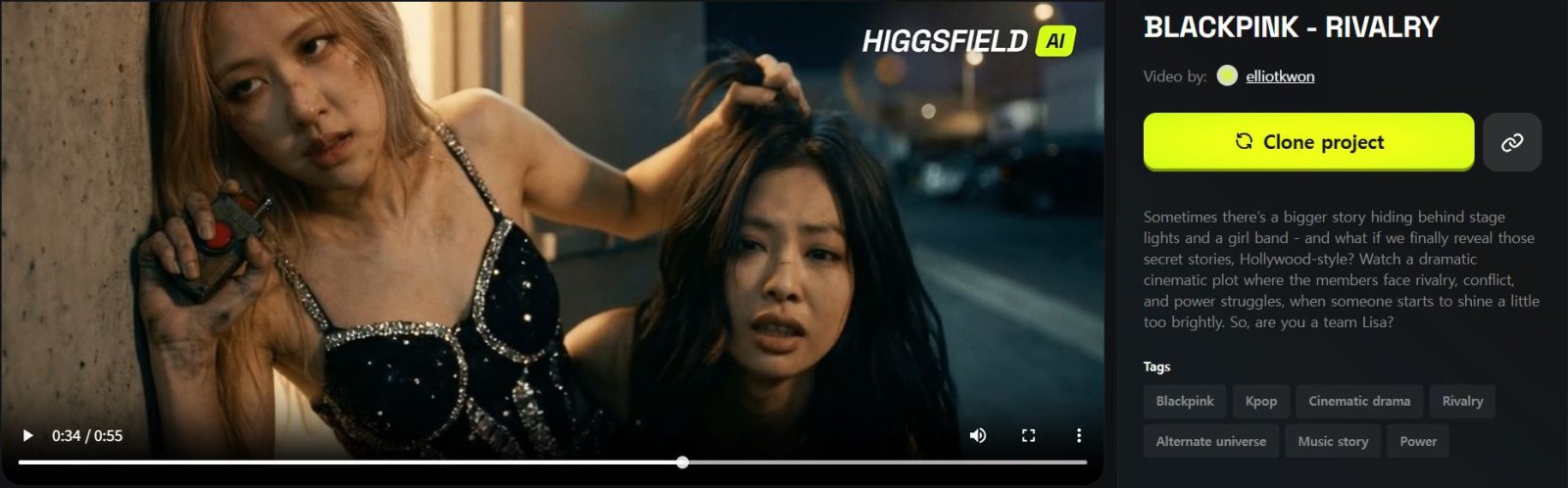 AI로 생성한 블랙핑크 멤버들 간의 난투극. 생성형 AI 플랫폼 사용자가 AI의 성능 테스트를 위해 영상을 만들고 해당 플랫폼에 공유했다.