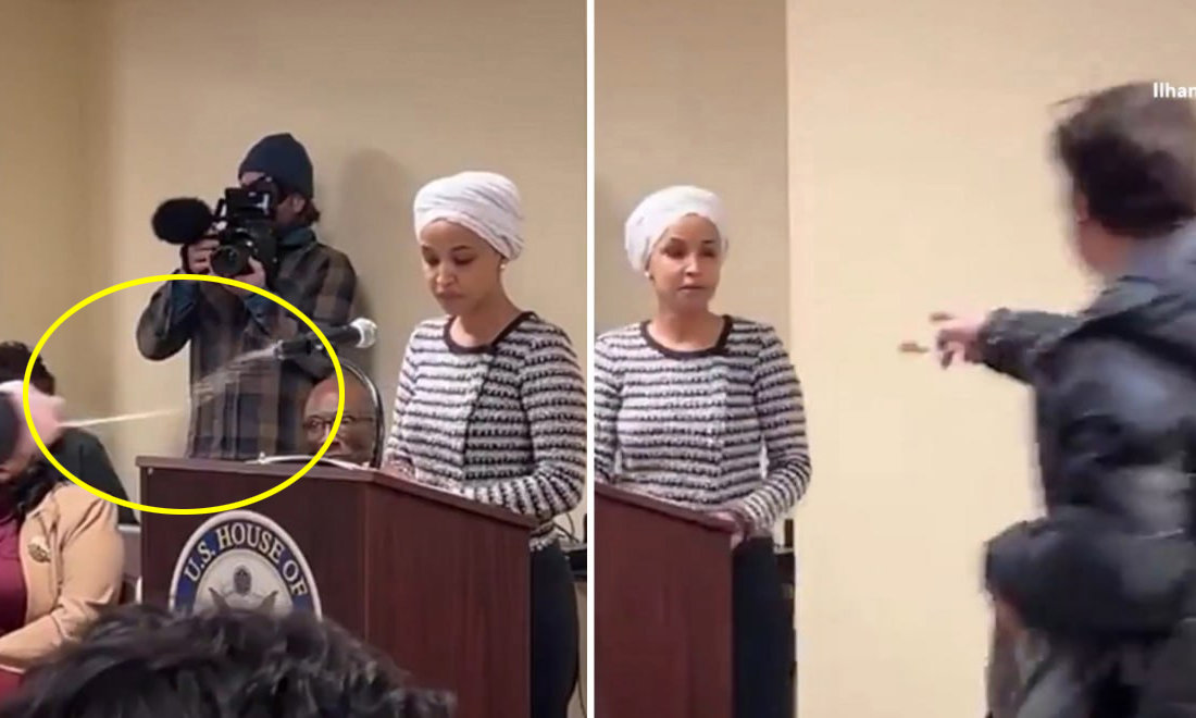 미국 민주당 소속 일한 오마르 하원의원이 27일(현지시간) 액체 테러를 당했다. 출처 엑스