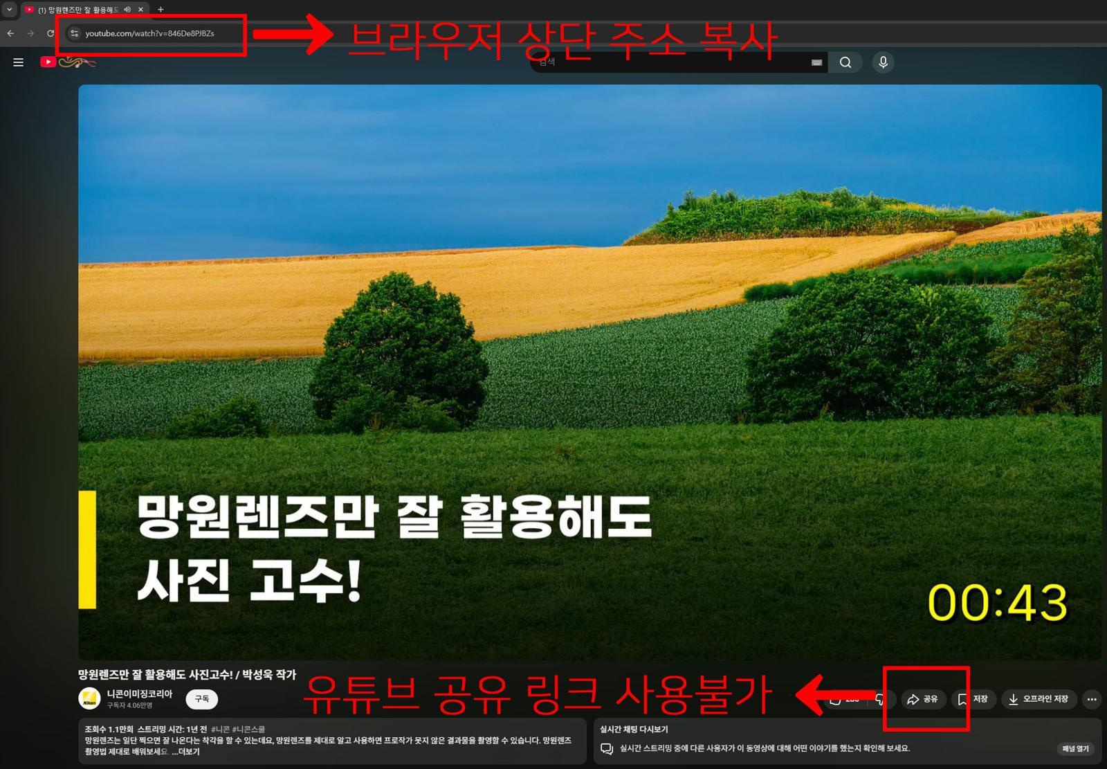 세타웨이브는 유튜브 내 영상 분석을 지원한다. 다만, 링크를 붙여넣기 할 때 공유 링크가 아닌 영상 자체 주소를 붙여 넣어야 오류가 없다 / 출처=니콘이미징코리아 유튜브