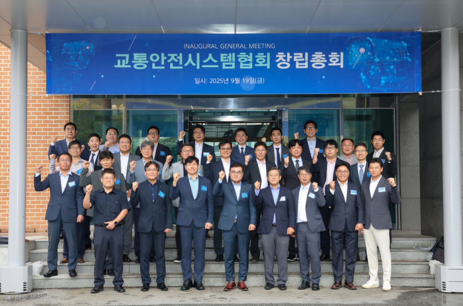 교통안전시스템협회 창립 총회 기념사진.(첫줄 왼쪽에서 4번째 이강본 대표. 이 대표는 초대회장으로 추대됐다.)