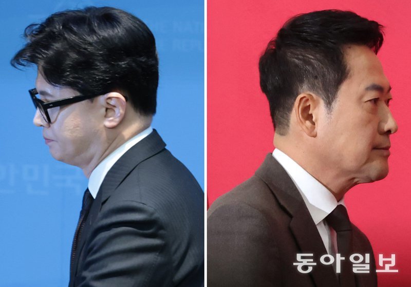 국민의힘이 29일 서울 여의도 국회에서 최고위원회의를 열고 ‘당원게시판 사건’과 관련해 한동훈 전 대표에 대한 제명 처분을 확정했다. 한 전 대표(왼쪽 사진)는 이날 오후 기자회견에서 “저는 반드시 돌아옵니다”라고 말했다. 장동혁 대표가 최고위원회의 후 회의장을 나서고 있다. 박형기 oneshot@donga.com·장승윤 기자