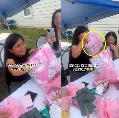 까르보불닭을 받고 눈물을 흘린 외국의 한 소녀. 틱톡 갈무리 @444.linaa