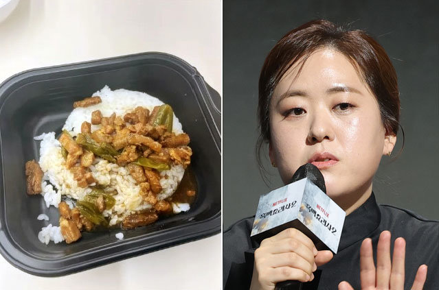 논란이 된 덮밥(왼쪽), 술 빚는 윤주모. 스레드 갈무리·뉴스1