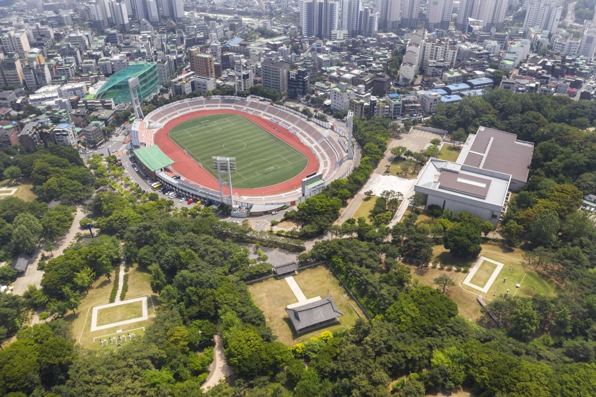 하늘에서 본 효창공원 전경. 2025.12.03 용산구 제공