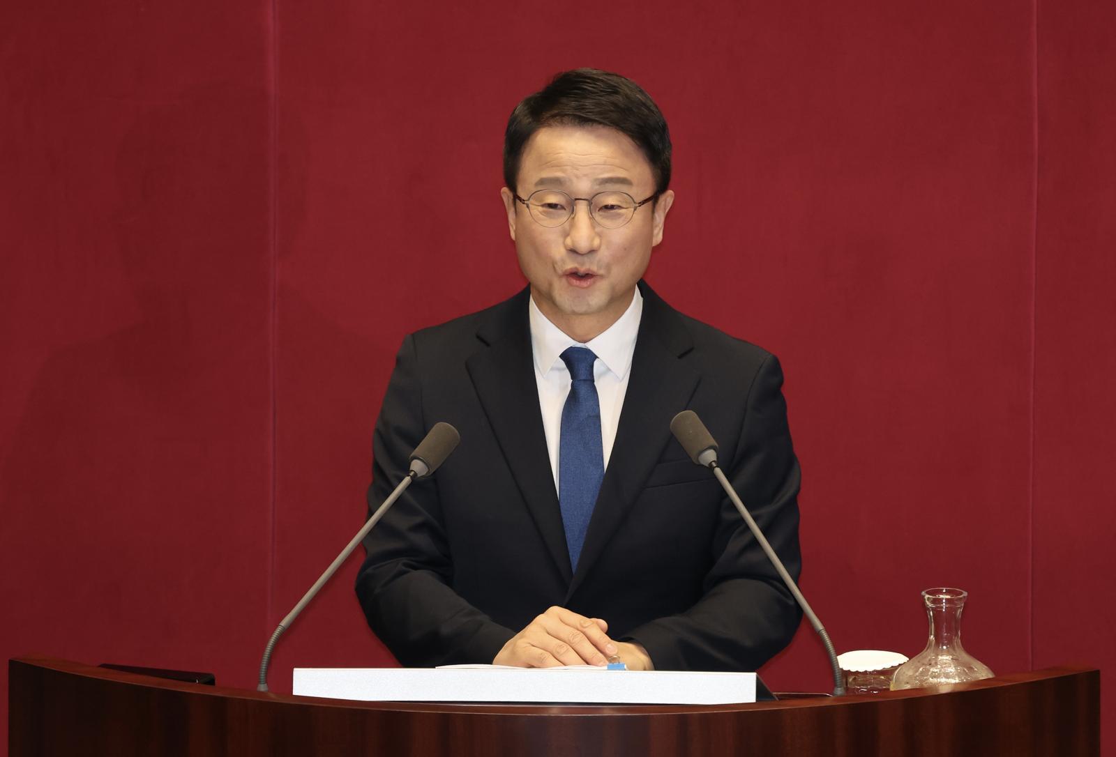 한병도 더불어민주당 원내대표가 3일 오전 서울 여의도 국회에서 열린 제432회국회(임시회) 제2차 본회의에서 교섭단체 대표연설을 하고 있다. 2026.02.03. 뉴시스