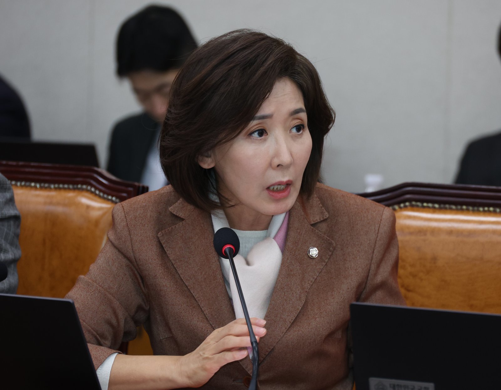 나경원 국민의힘 의원이 12일 오후 서울 여의도 국회에서 열린 법제사법위원회 전체회의에서 질의를 하고 있다. 2026.01.12. 뉴시스