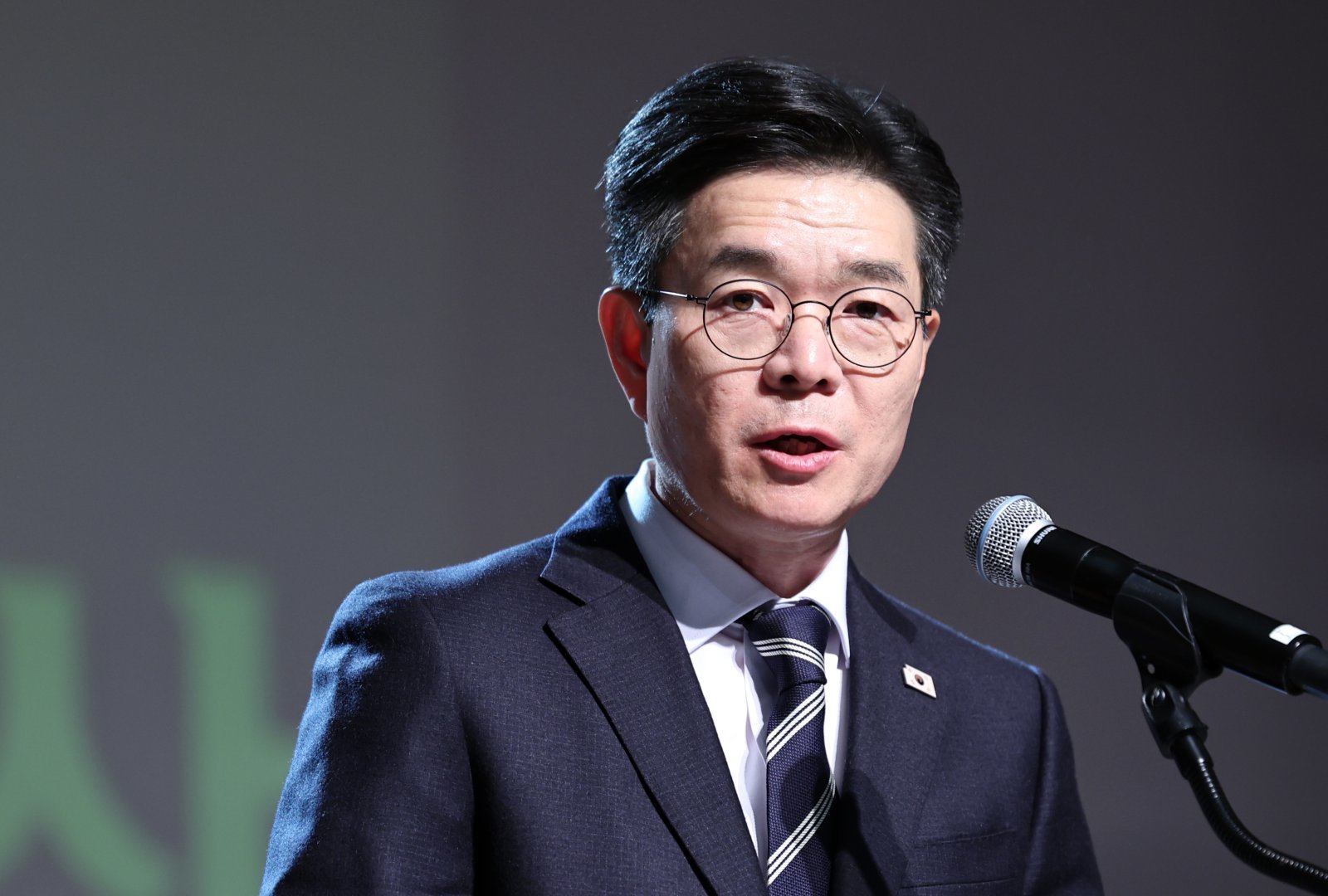 정원오 성동구청장이 8일 오후 서울 성동구청에서 열린 2026 신년인사회에서 신년사를 하고 있다. 2026.1.8/뉴스1