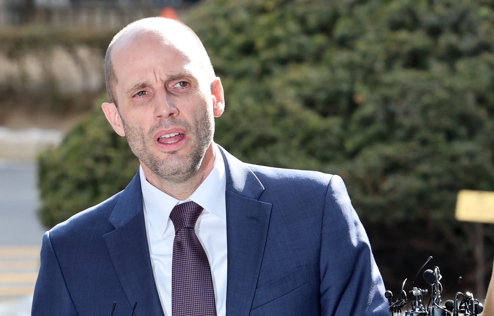 해롤드 로저스 쿠팡 한국법인 임시대표가 30일 오후 서울경찰청 쿠팡 수사 종합 태스크포스(TF)에서 진행되는 소환조사에 피고발인 신분으로 출석하며 발언을 하고 있다. 2026.01.30 서울=뉴시스