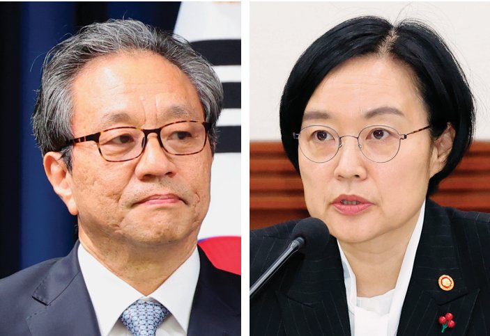 문진영 대통령사회수석비서관(왼쪽)과 한성숙 중소벤처기업부 장관.  뉴스1·뉴시스