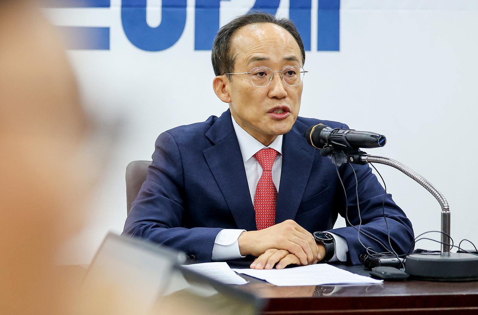 추경호 국민의힘 의원이 29일 대구 수성구 국민의힘 대구시당에서 6·3 전국동시지방선거 대구시장 출마 선언 의사를 밝히고 있다. 2025.12.29. 대구=뉴시스