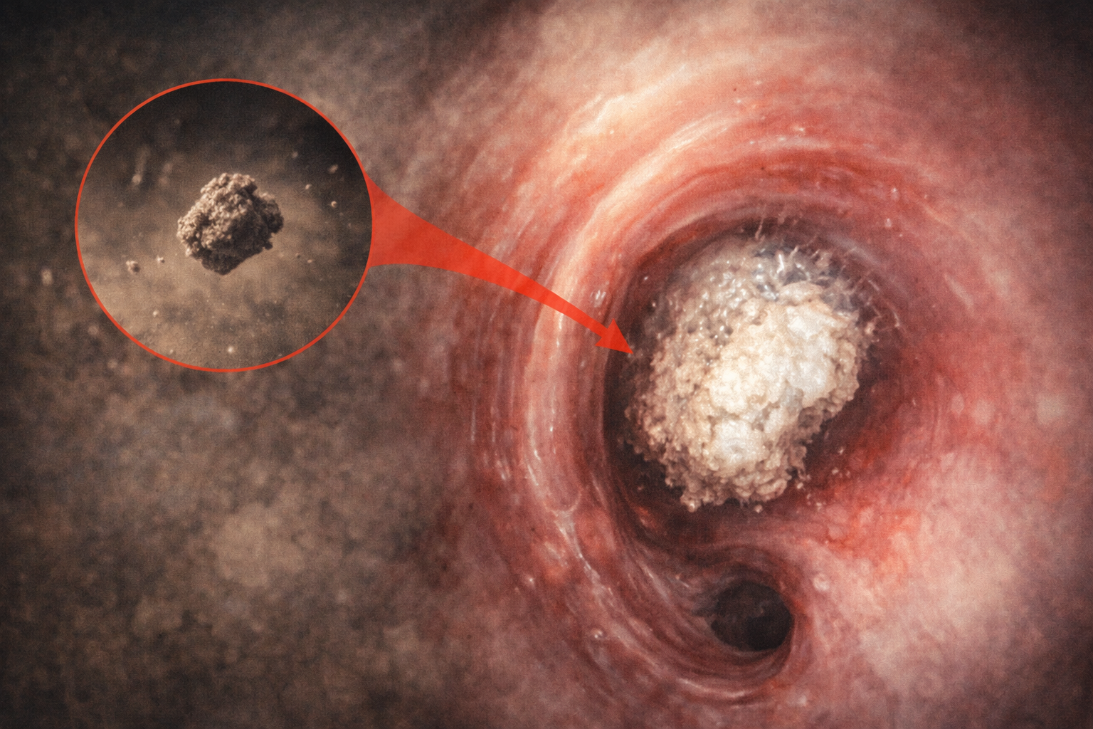 무심코 들이마신 먼지 한 톨이 돌처럼 굳어 기관지를 막아 결국 폐 기능 상실로 이어졌다. 생성형 ai 제작.