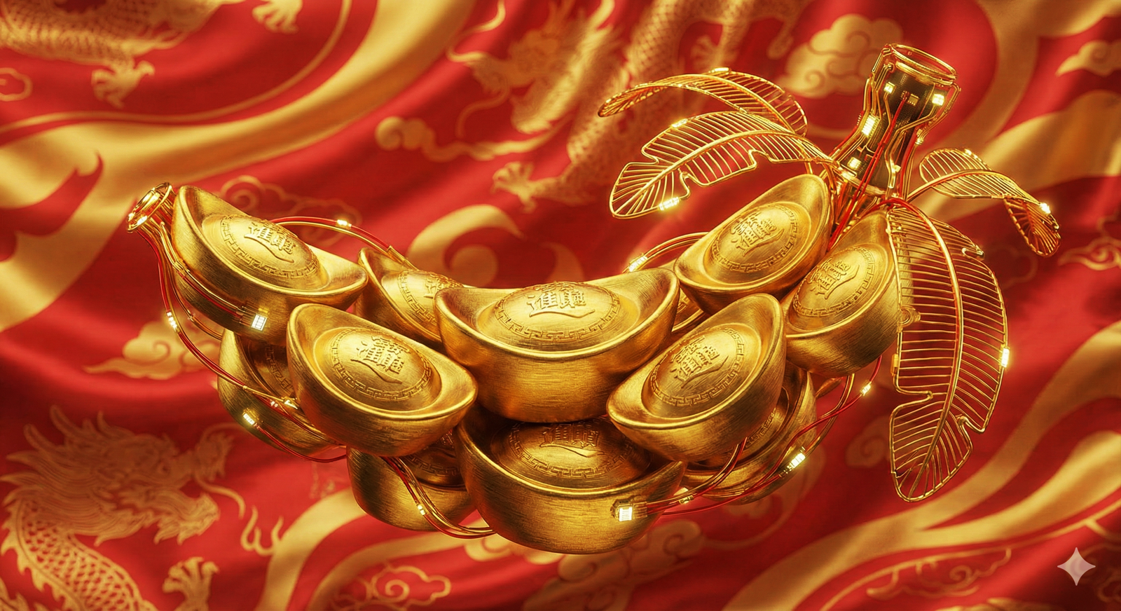 중국 전통 문양 배경 위에 금괴가 쌓여 있는 이미지로, 글로벌 금 수요 확대와 중국 개인 투자자들의 금 매수 열풍을 상징적으로 보여준다. 최근 금 가격 변동성이 확대되며 중국 시장의 투자 움직임이 주요 변수로 주목되고 있다. 제미나이 AI 생성 이미지