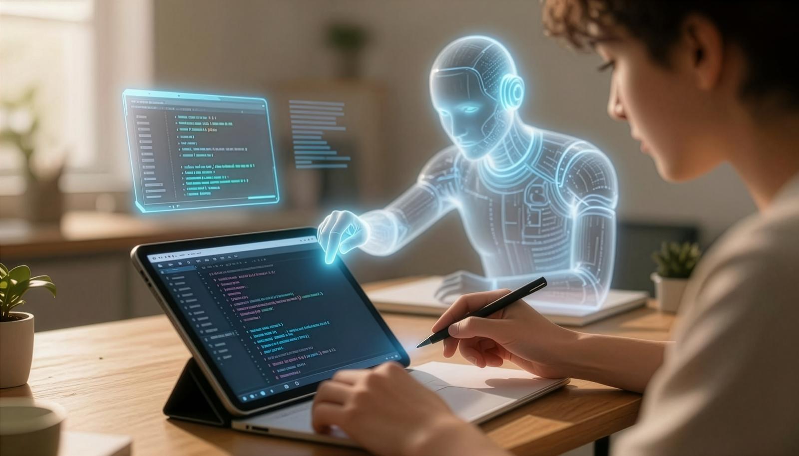 생성형 인공지능(AI) 코딩 보조 기능이 개발 과정에 직접 참여하는 모습을 표현한 이미지. AI가 코드 작성과 수정 작업을 지원하면서 소프트웨어 개발 생산성이 높아지고, AI 기능이 SaaS 서비스의 기본 기능으로 빠르게 편입되는 산업 구조 변화를 상징적으로 보여준다. 게티이미지뱅크