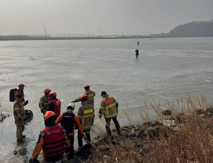 김포 대곶면 저수지 실종 사고 현장. (사진=김포소방서 제공)
