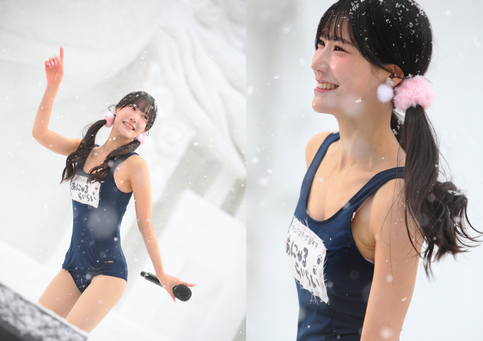 일본 아이돌 플랑크 스타즈 멤버가 삿포로 눈축제에서 수영복 공연을 선보여 아이돌 학대 및 노이즈 마케팅 논란이 불거졌다. 사진=X (@cando45)