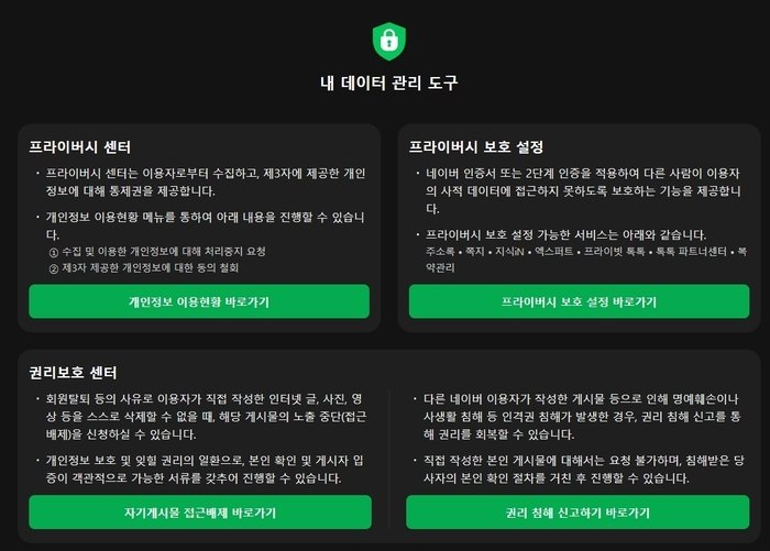 네이버 개인정보 관리기능 (네이버 고객센터 갈무리) /뉴스1