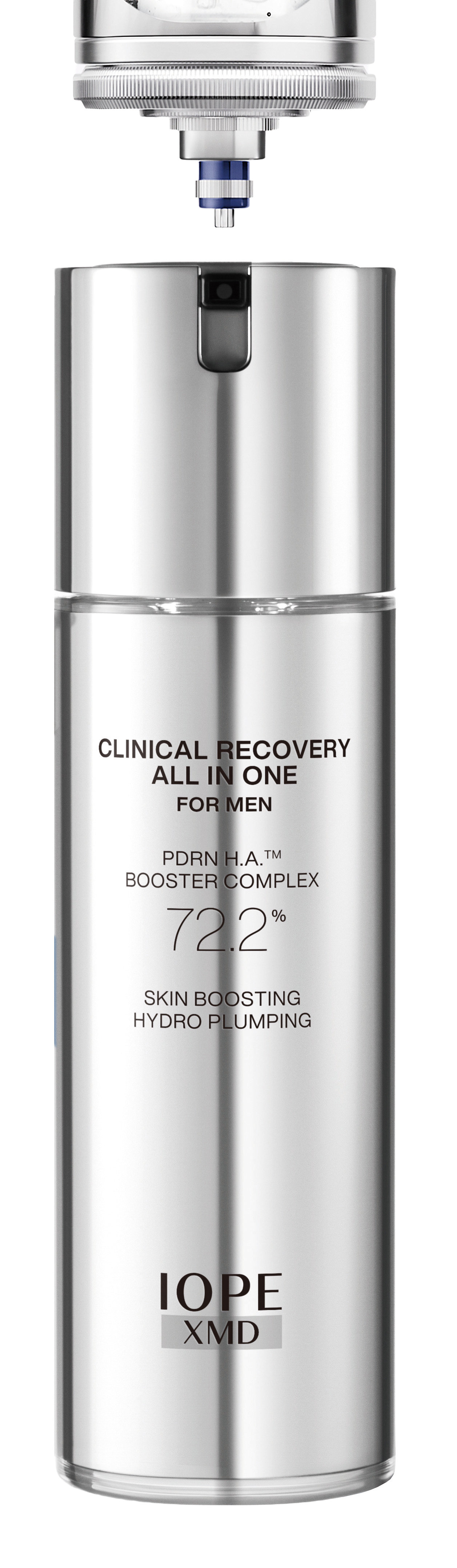 아이오페 ‘XMD 클리니컬 리커버리 올인원 포맨’. 남성 피부에 맞게 수분 및 탄력, 피부색 관리를 한 번에 할 수 있다. 제형이 끈적이지 않고 산뜻하다. 아모레퍼시픽 제공