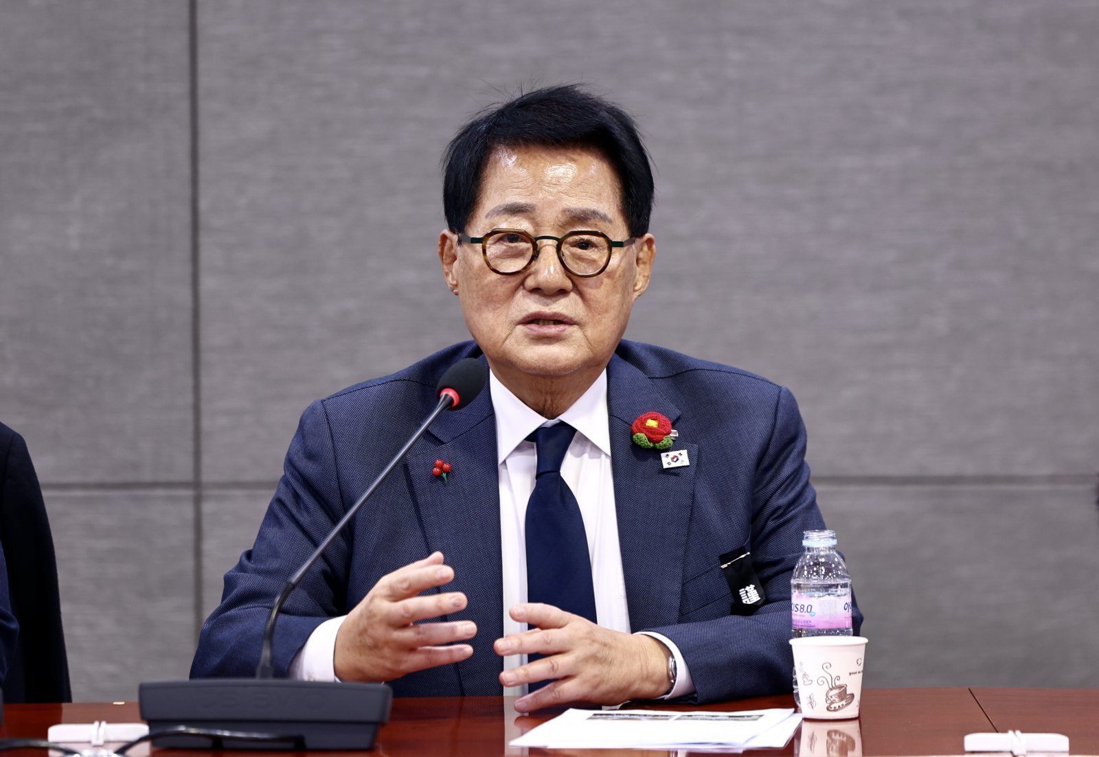 박지원 더불어민주당 의원이 27일 오후 서울 여의도 국회 의원회관에서 열린 북한이탈주민특별위원회 출범식에서 발언하고 있다. 2026.01.27 뉴시스