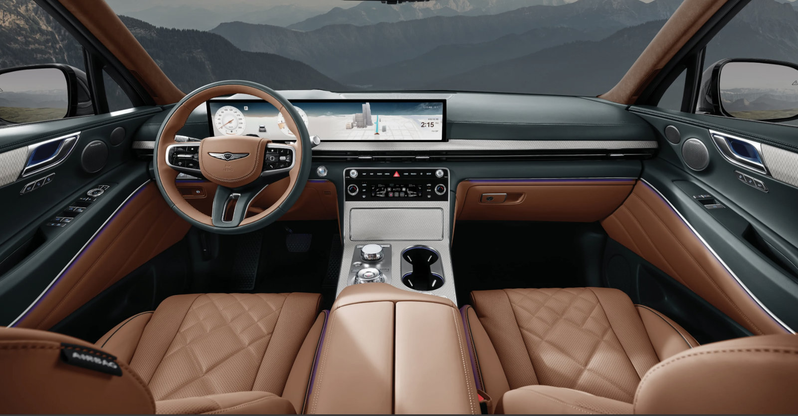 2026년형 제네시스 GV80의 실내 디자인. 운전대의 가죽 질감이 손에 착 붙는 느낌이 들고, 천장이나 대시보드 등을 감싼 소재 역시 고급스럽게 느껴진다. GV80의 지난해 판매량은 약 3만2400대로 현대차 전체 SUV 10대 중 1대에 해당된다. 제네시스 제공