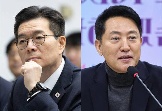 정원오 성동구청장(왼쪽)과 오세훈 서울시장. 뉴스1