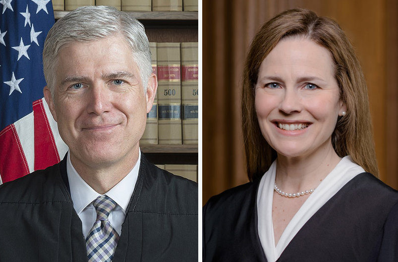 고서치(왼쪽)과 배럿 대법관.