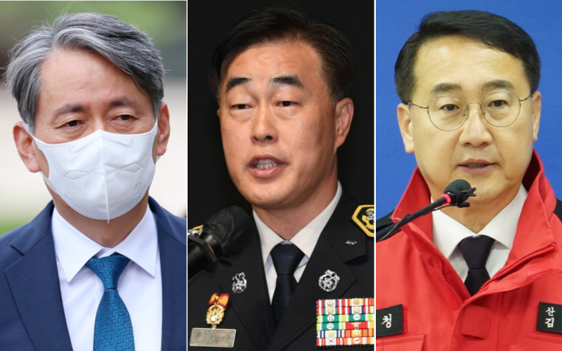 前조지호 경찰청장(왼쪽). 뉴시스. 前허석곤 소방청장(가운데). 前김인호 산림청장. 뉴스1
