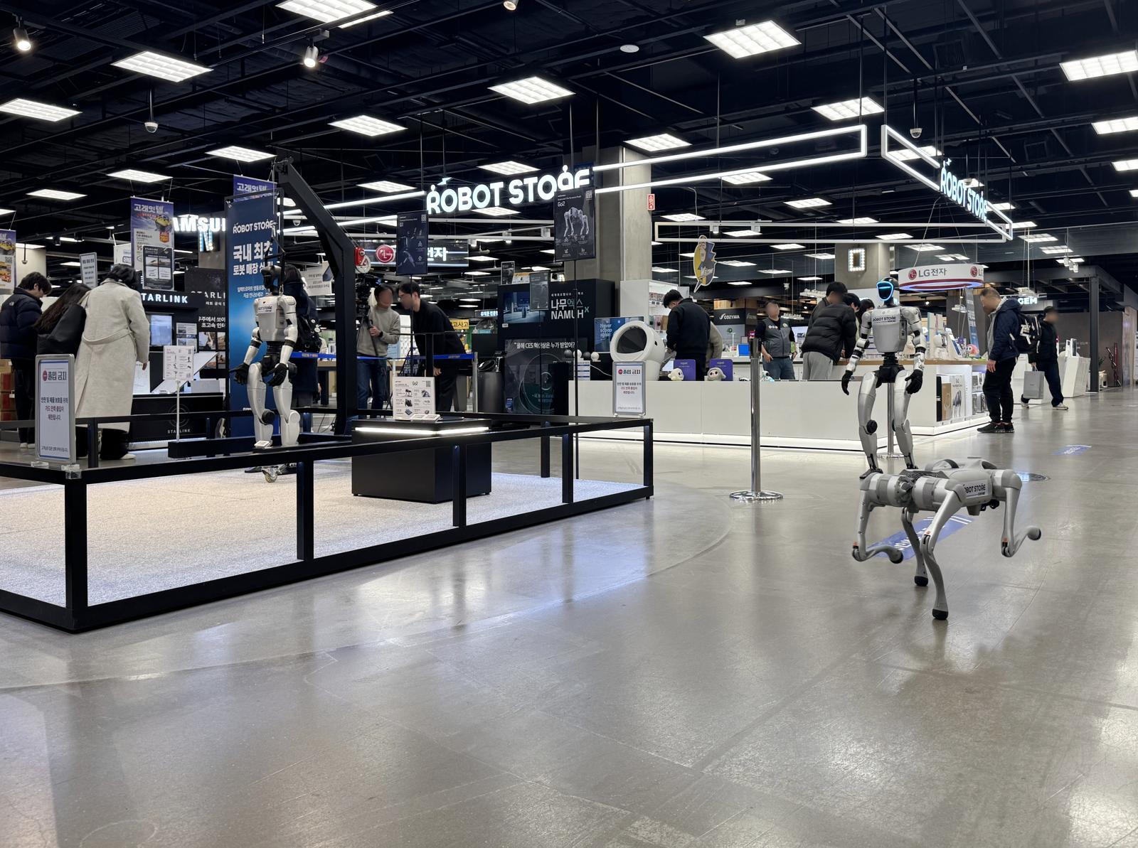 국내 최초 로봇 전문 매장인 일렉트로마트 영등포점에서 휴머노이드 로봇과 4족 보행 로봇의 시연을 직접 만나볼 수 있다. 이마트 제공