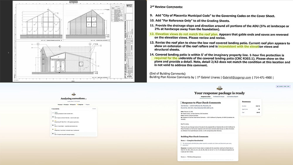 마이클 T 브라운이 만든 부속 주거 단위 검토 서비스, 제출한 자료와 시에서 반료한 보고서를 입력하면 보완점을 자동으로 판단해서 돌려준다 / 출처=세레브랄 밸리