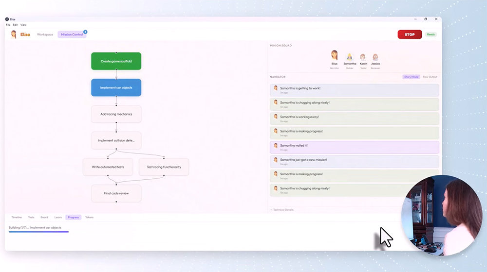 존 맥비가 만든 블록 기반 시각 프로그래밍 플랫폼을 활용해 딸이 직접 AI 코딩을 해보고 있다 / 출처=세레브랄 밸리
