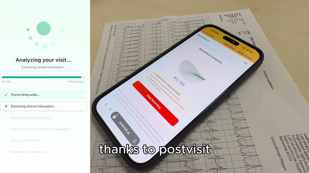 심장내과 전문의 미할 네도시트코가 만든 포스트비지트.AI, 환자와 나눈 대화를 녹음하면 자동으로 이해하기 쉽게 해석하고 지속적으로 정보 등을 제공한다 / 출처=세레브랄 밸리