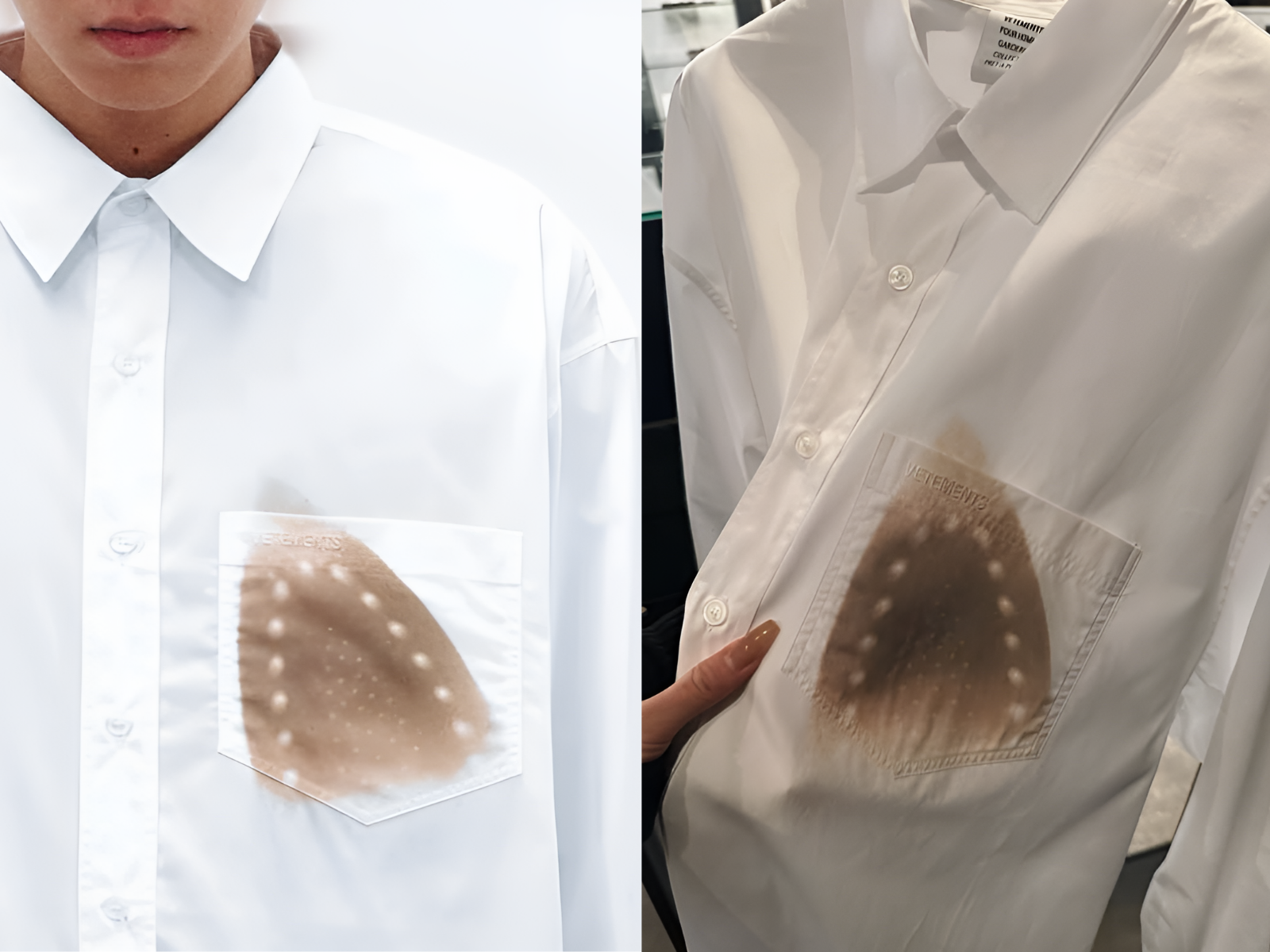 프랑스 패션 브랜드 베트멍이 다리미 탄 자국을 그래픽으로 넣은 셔츠를 153만 원에 출시했다. 사진=베트멍 인스타그램