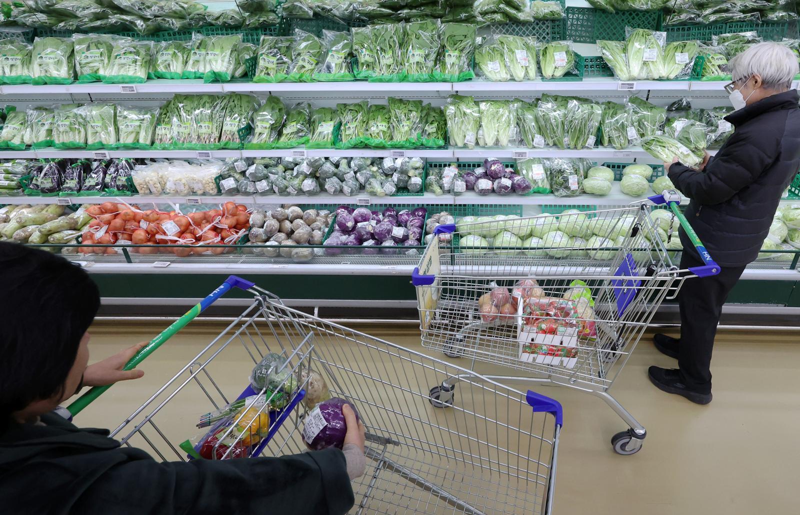 24일 서울 시내의 한 대형마트에서 고객이 장을 보고 있다. 2026.02.24. 서울=뉴시스