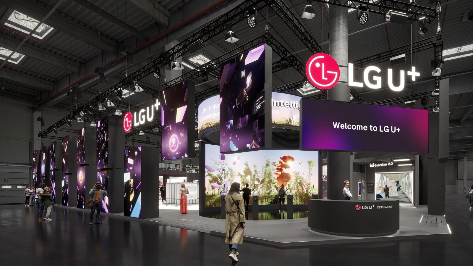 LG유플러스가 세계 최대 규모의 통신 박람회인 MWC 2026에 참가해 AI 기반의 미래 기술을 선보인다. 사진은 MWC 2026 LG유플러스 전시관 조감도. 2026.02.22(LG유플러스 제공) ⓒ 뉴스1 김민수 기자