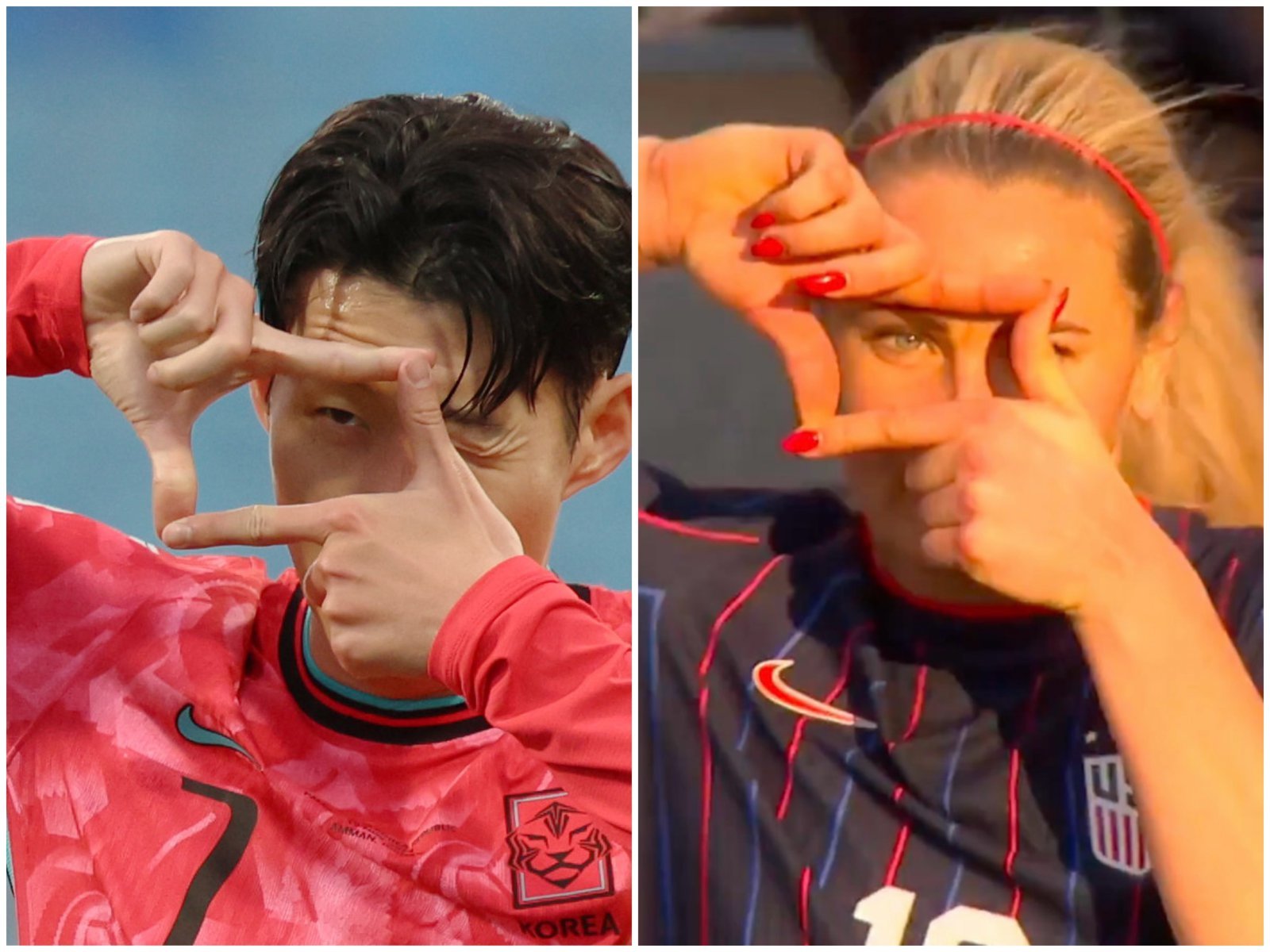 린지 힙스가 손흥민 세리머니를 재현하는 장면