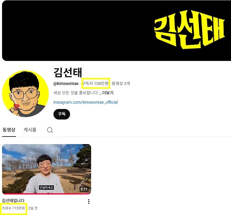 김선태 유튜브